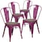 Flash Furniture Purple Metal Stackable Chair with Wood Seat, PK4 4-ET-3534-PUR-WD-GG - alternate 2